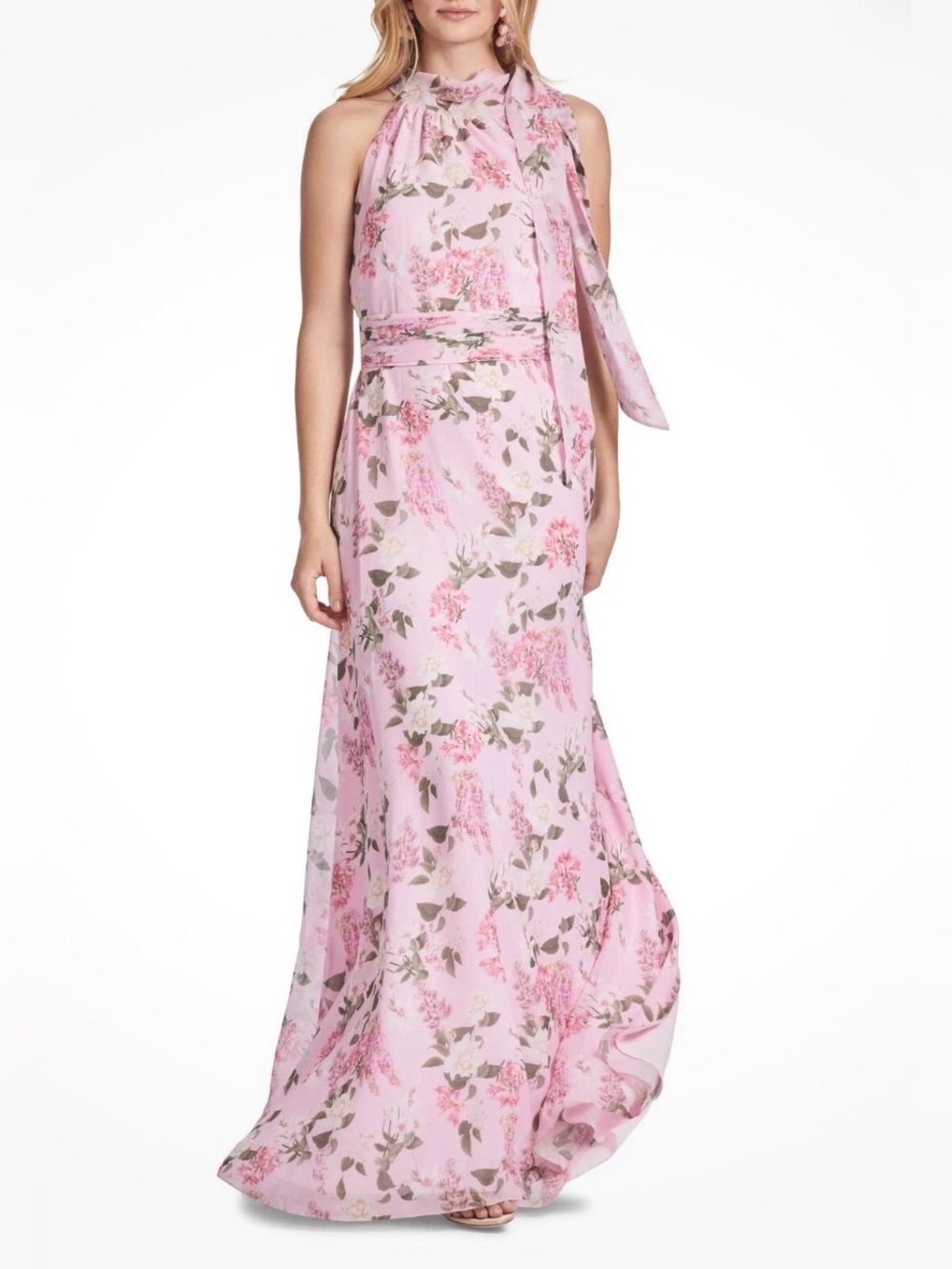 Sachin + Babi Kayla Women's Floral Halter Gown Maxi Dress in Pink Pearl Size 0